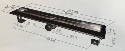 Inox Style RECTANGLES  Линеен сифон 985mm Правоъгълници с фланци