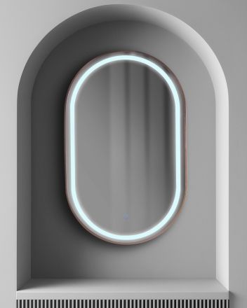 GRANADA 55 x 90 огледало с осветелние и РОЗОВО ЗЛАТО МАТ рамка