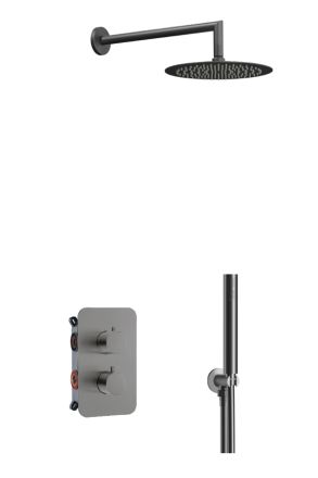 URBAN FLOW термостатична двупътна душ система за вграждане, цвят DARK GREY