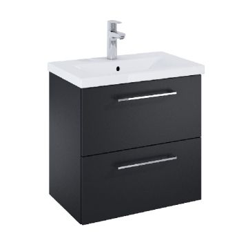 Roca ROMA COMPACT 615мм мебел за баня с умивалник Черен Мат с две чекмеджета 