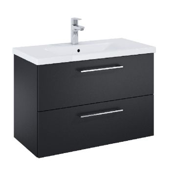 Roca ROMA COMPACT 815мм мебел за баня с умивалник Черен Мат с две чекмеджета 