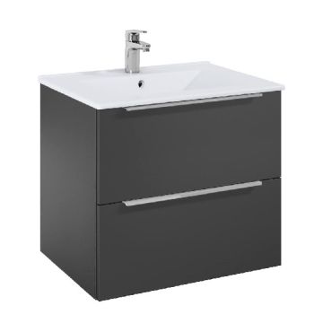 ROCA ELEGANT PLUS МДФ мебел с две чекмеджета и умивалник 613мм цвят оникс дръжките се поръчват отделно 