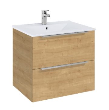  ROCA ELEGANT PLUS МДФ мебел с две чекмеджета и умивалник 613мм цвят Дъб дръжките се поръчват отделно 