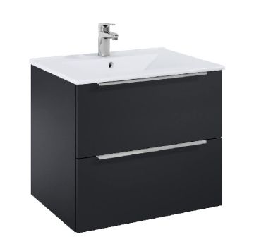 ROCA ELEGANT PLUS МДФ мебел с две чекмеджета и умивалник 613мм цвят Черен Мат дръжките се поръчват отделно 