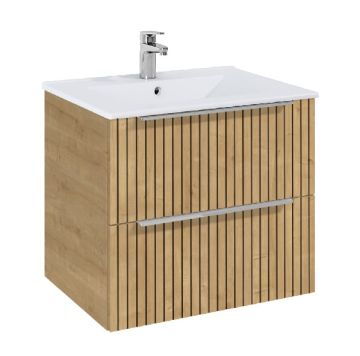 ROCA ELEGANT PLUS МДФ мебел с две чекмеджета и умивалник 613мм цвят Дъб структориран дръжките се поръчват отделно 