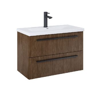 ROCA KWADRO Unik  80см Орех Мебел с две чекмеджета и умивалник дръжките се поръчват отделно 