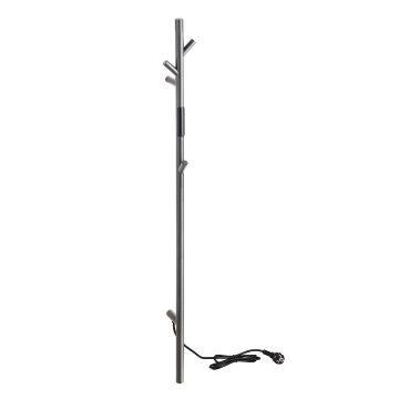 Лира за баня, електрическа, компактна със закачалки, тъмно сив мат