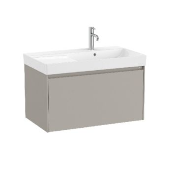 ROCA ONA 80 Мебел Unik с едно чекмеджета и асиметричен умивалник Sand Grey 