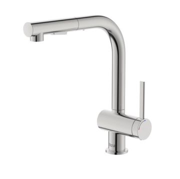 ROCA ONA Смесител за кухня с въртящ изтеглящ се чучур с две функции Stainless Steel Finish 