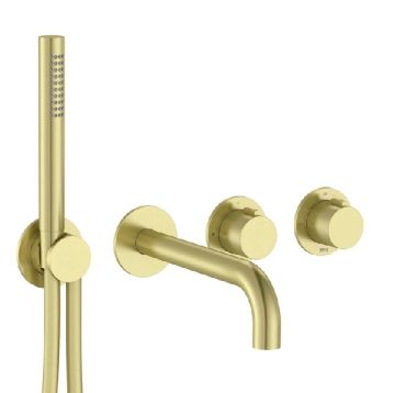 ROCA T-MULTI Вграден термостатичен смесител за душ с два изхода Brushed Brass