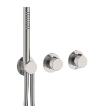 ROCA T-MULTI Вграден термостатичен смесител за душ с два изхода Stainless Steel Finish