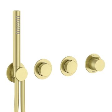 ROCA T-MULTI Вграден термостатичен смесител за душ с два изхода Brushed Brass