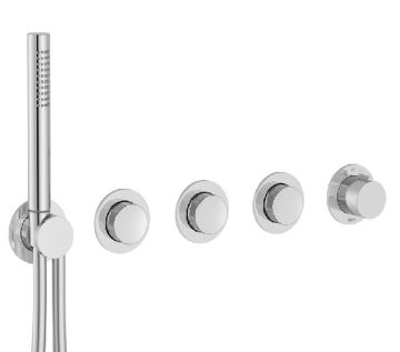 ROCA T-MULTI Вграден термостатичен смесител за душ с три изхода Хром