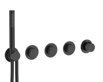 ROCA T-MULTI Вграден термостатичен смесител за душ с три изхода Titanium Black