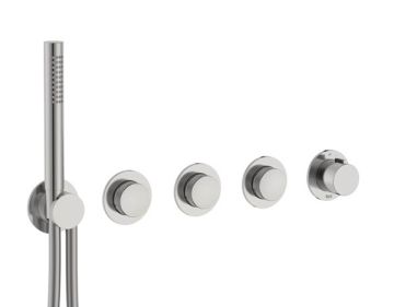 ROCA T-MULTI Вграден термостатичен смесител за душ с три изхода Stainless Steel Finish