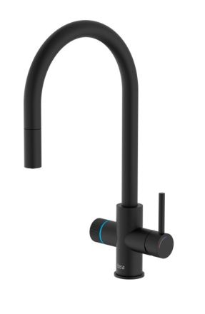 ROCA AQUAFY Смесител за кухня с фитрираща система два изхода и изваждащ се чучур Черен Мат
