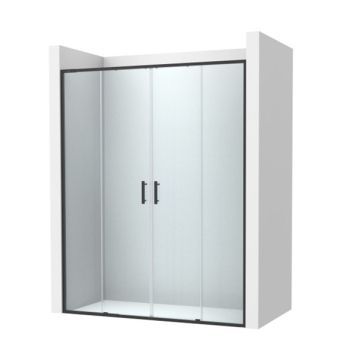 Roca Victoria Plus L4-E Параван за душ с 2 плъзгащи се врати + 2 фиксирани панела 160см Черен Мат