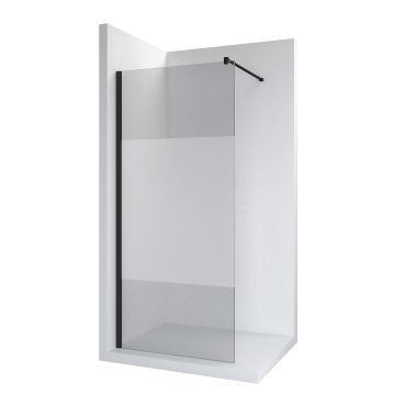 DISTRICT DF 80 Фиксиран параван за душ 8 мм Прозрачно стъкло Черен профил