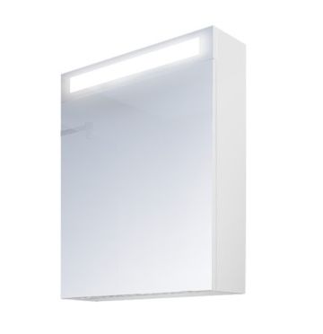 PVC Тринити Горен шкаф за баня с огледало и LED осветление 50см
