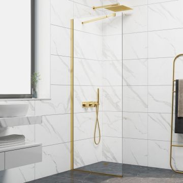 Стационарен душ параван CRISTINA 60×200 см – стъклен walk-in параван за баня с профил матирано злато