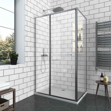 Комбиниран душ параван 120-100x200 см GRAZIANA хром мат – плъзгаща врата и фиксирано закалено стъкло 6 мм
