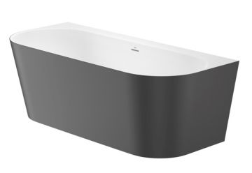 ROCA RAINA Долепена до стената вана от Stonex® 1700 x 750мм Включва click-clack клапа и сифон ЧЕРНА 