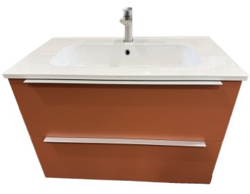 Terracota водоустойчив мебел за баня с две чекмеджета и дръжки хром мат