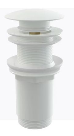ALCA A395 В Витло за умивалник метално click/clack - 1 1/4" БЕЗ преливник голям пуш Бял