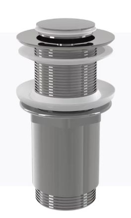 ALCA A394 Витло за умивалник метално click/clack - 1 1/4" малък пуш  за мивки БЕЗ преливник