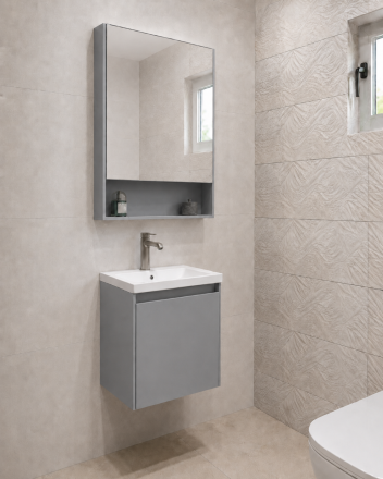 ALU Комплект горна и долна мебел за баня с умивалник 40 cm - Grey