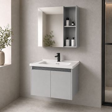 ALU Комплект горна и долна мебел за баня с умивалник 60 cm - Grey