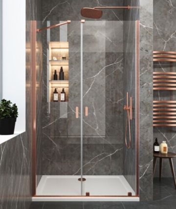 Преграден параван за душ Elgio BRUSHED ROSE GOLD между стени