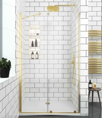 Преграден параван за душ Elgio BRUSHED GOLD между стени