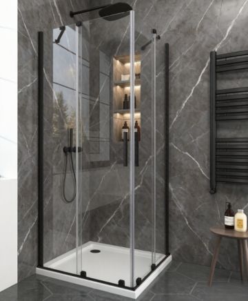 Параван за душ Elgio Matte Black между стени