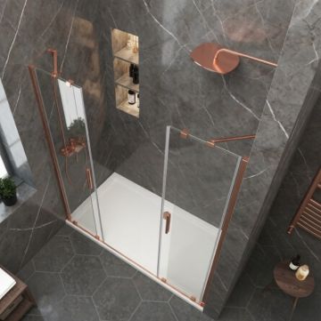 Параван за душ Elgio Rose Gold Mat  между стени