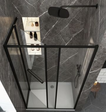 Параван за душ Graziana Black Matt  между стени