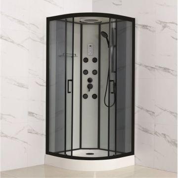 Хидромасажна душ кабина АЛЕЙНА 90x90 см, черен профил, ICSH 8535