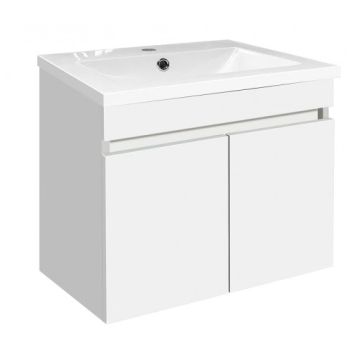 BERANJENA Мебел за баня с умивалник и две врати 650 бял гланц