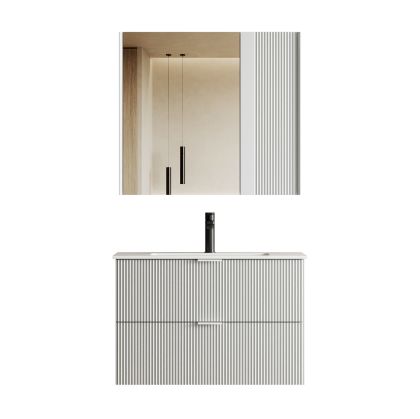 BRISBANE GREY 80 комплект горен и долен шкаф за баня с умивалник 