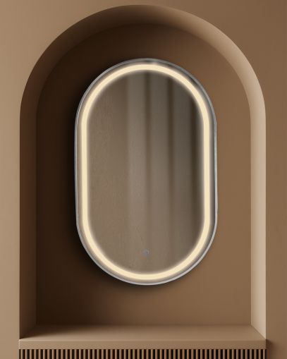 GRANADA 55 x 90 огледало с осветелние и ХРОМ МАТ рамка