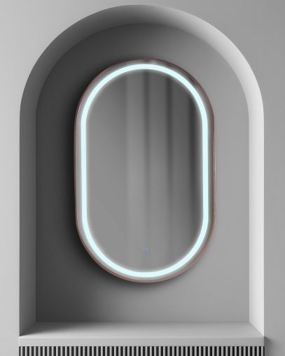 GRANADA 55 x 90 огледало с осветелние и РОЗОВО ЗЛАТО МАТ рамка