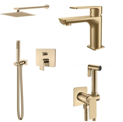 Комплект смесители LOTUS GOLD МАТ вграден душ