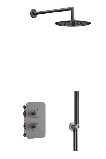 URBAN FLOW термостатична двупътна душ система за вграждане, цвят DARK GREY