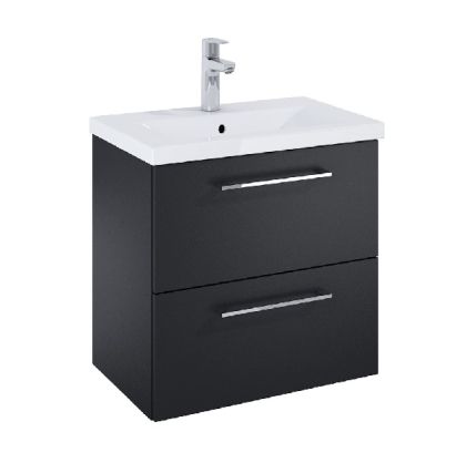 Roca ROMA COMPACT 615мм мебел за баня с умивалник Черен Мат с две чекмеджета 