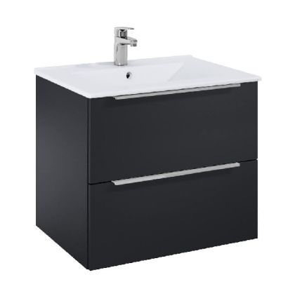 ROCA ELEGANT PLUS МДФ мебел с две чекмеджета и умивалник 613мм цвят Черен Мат дръжките се поръчват отделно 