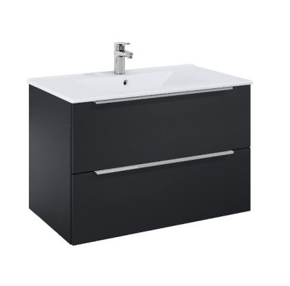 ROCA ELEGANT PLUS МДФ мебел с две чекмеджета и умивалник 813мм цвят Черен Мат дръжките се поръчват отделно 