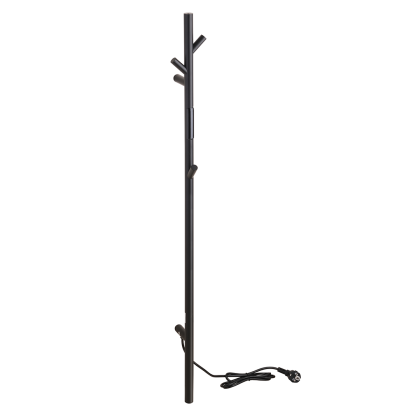 Лира за баня, електрическа, компактна със закачалки, черен мат