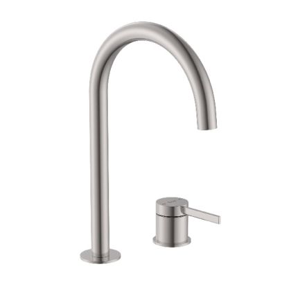 ROCA ONA Смесител за умивалник със странична ръкохватка и клик-клак клапа Stainless Steel Finish