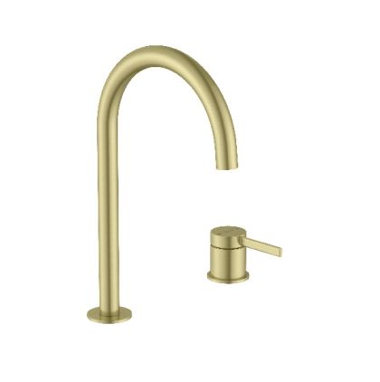 ROCA ONA Смесител за умивалник със странична ръкохватка и клик-клак клапа Brushed Brass Злато