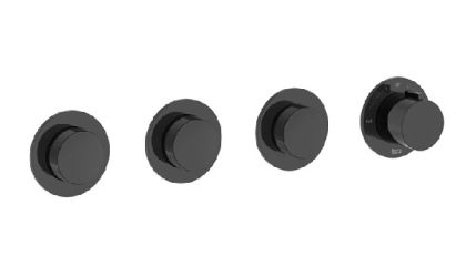 ROCA T-MULTI Вграден термостатичен смесител за душ с три изхода Titanium Black